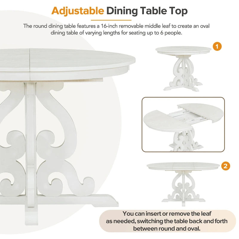 5-Piece Wooden Dining Table Set with Extendable Table & 4 Chairs