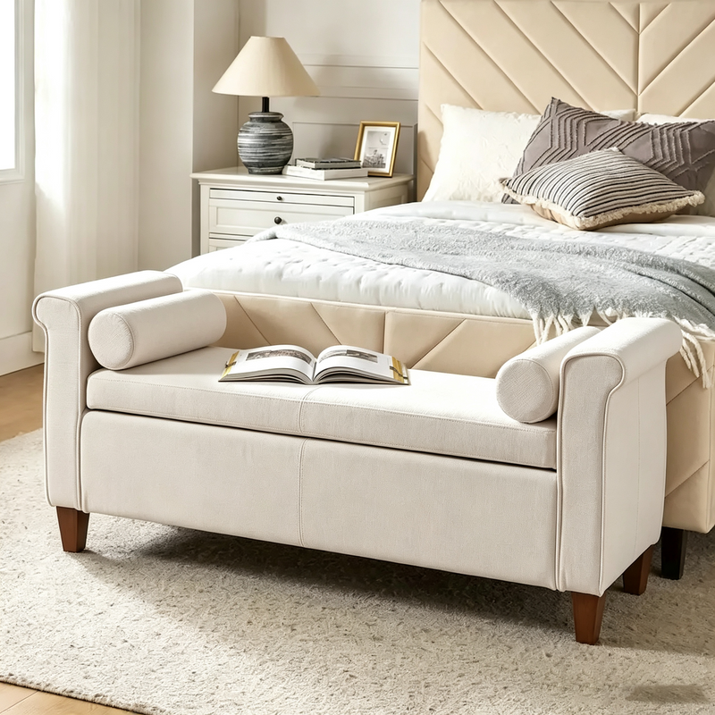 54.3 Banc de rangement traditionnel large