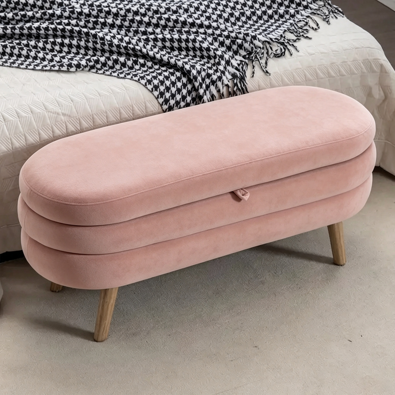 Banc de rangement en velours