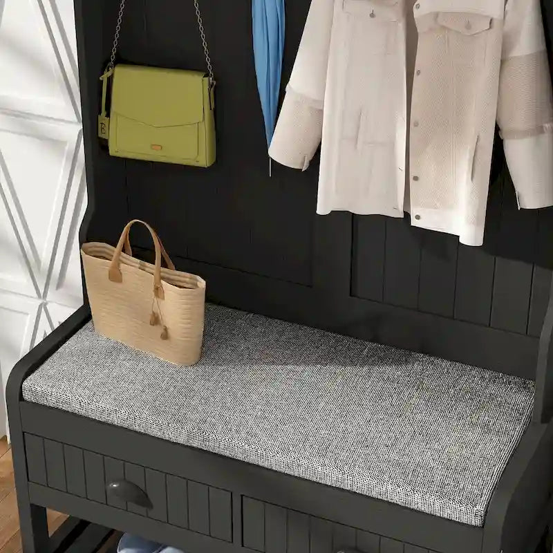 Porte-manteau avec banc et rangement à chaussures avec coussin 34,3 L 68,5 H