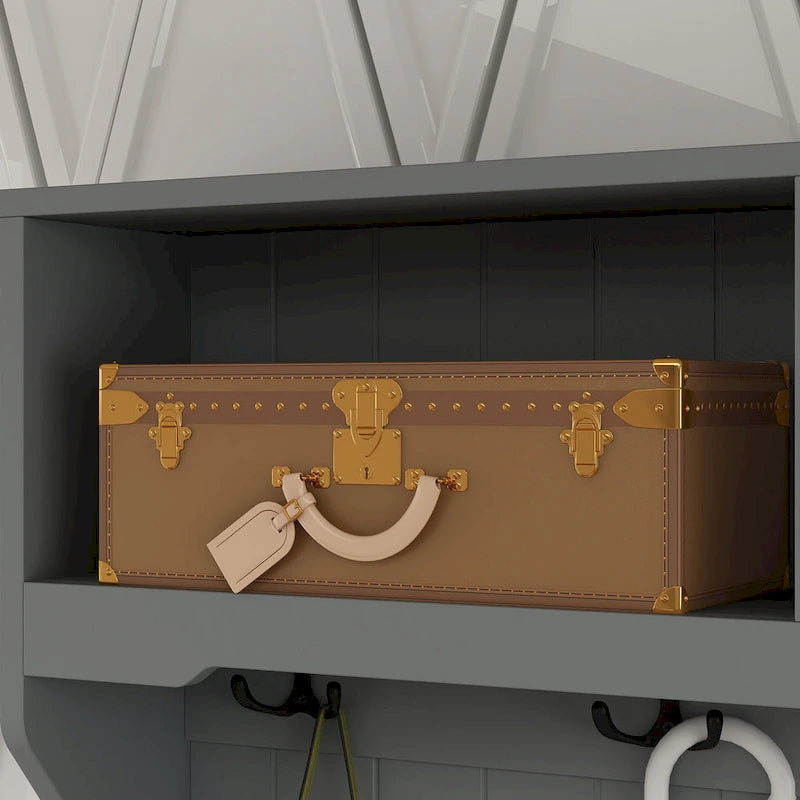 Porte-manteau avec banc et rangement à chaussures avec coussin 34,3 L 68,5 H