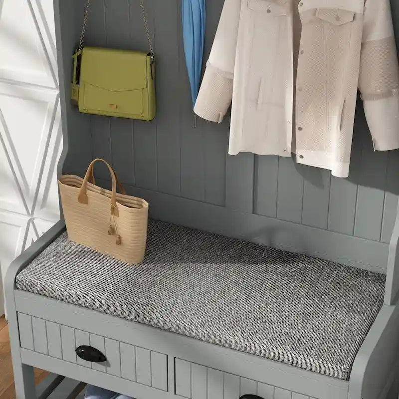 Porte-manteau avec banc et rangement à chaussures avec coussin 34,3 L 68,5 H