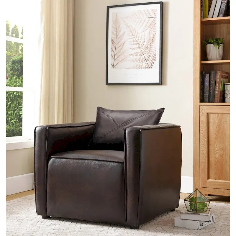 Jier Modern Breathable Vinyl Padded Accent Chair by Furniture of America