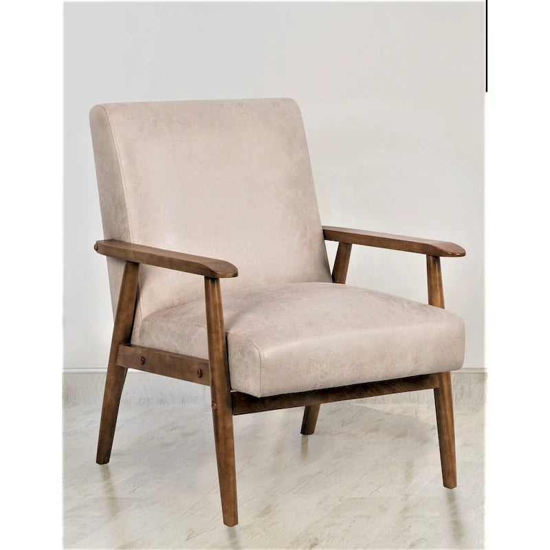 Beachwood Classic Wood/ Leather-look Microfiber Padded Seat Chair