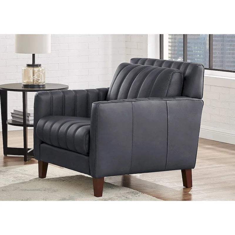 Hydeline Ennis Top Grain Leather Chair with Feather, Memory Foam and Springs