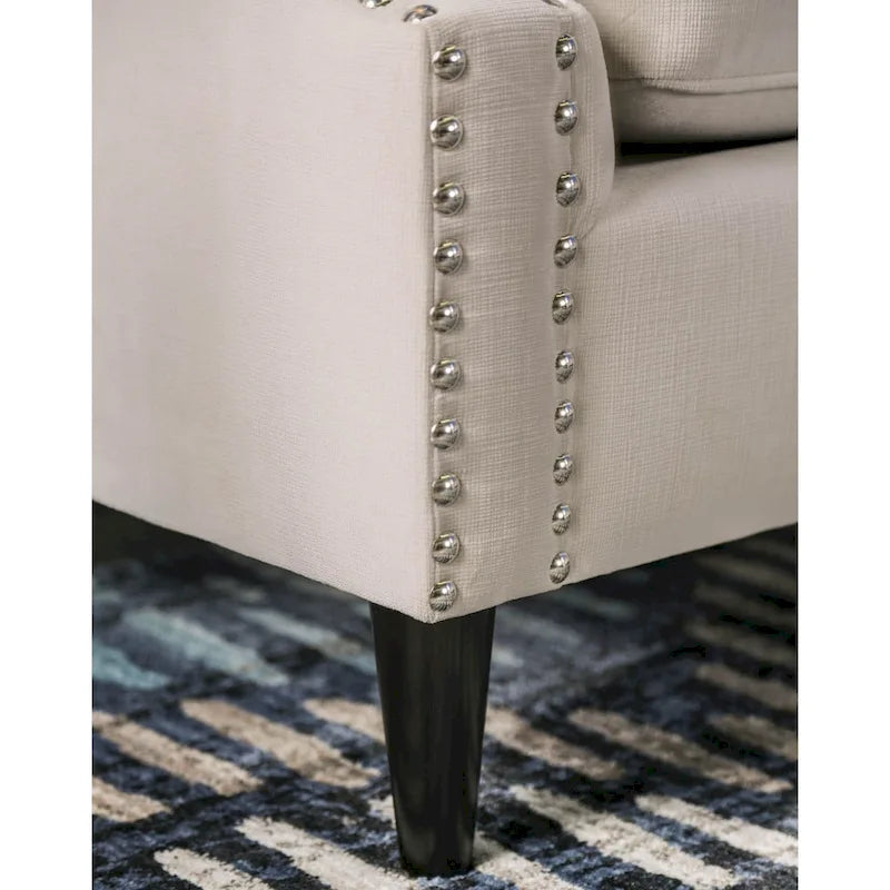 Nall Transitional Fabric Upholstered Tufted Back Tuxedo Arms Sofa by Furniture of America