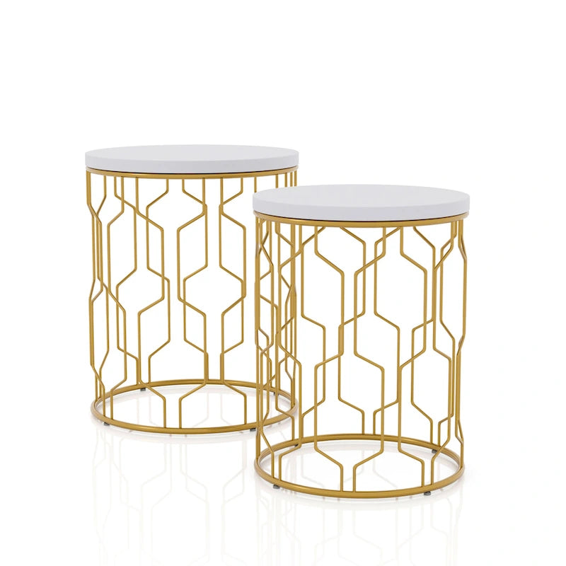 Quarn Modern 16-inch Steel Round 2-Piece Nesting Tables Set by Furniture of America
