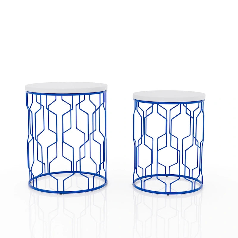 Quarn Modern 16-inch Steel Round 2-Piece Nesting Tables Set by Furniture of America