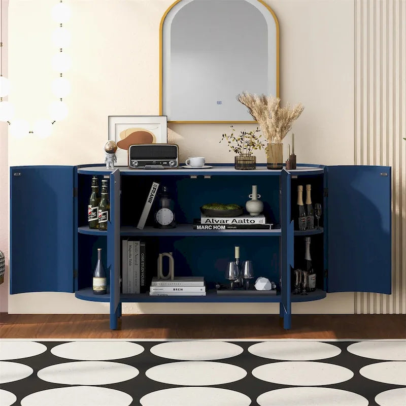 Buffet de luxe léger au design incurvé avec étagères réglables