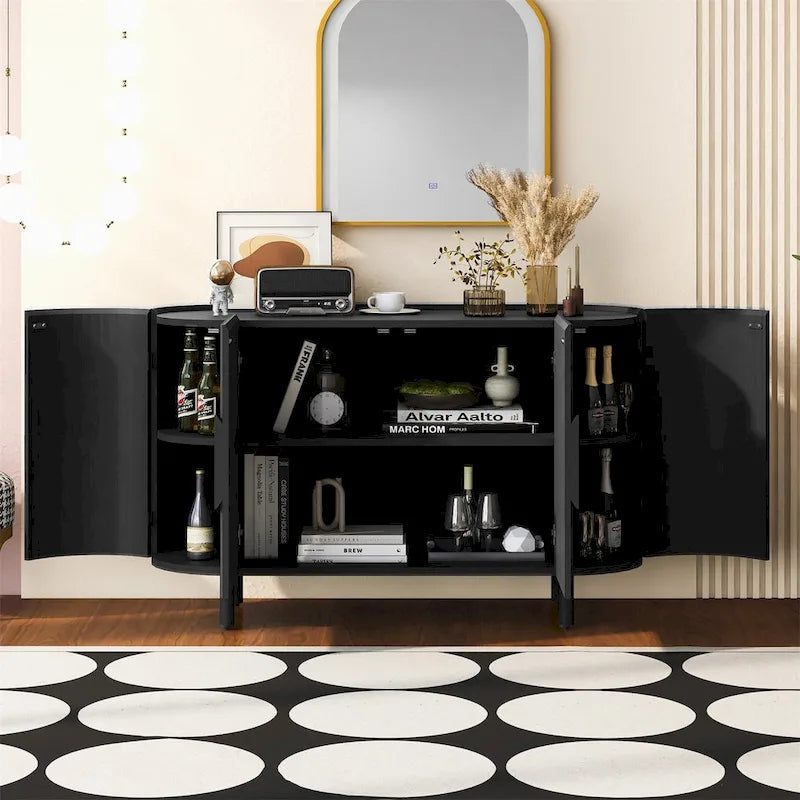 Buffet de luxe léger au design incurvé avec étagères réglables