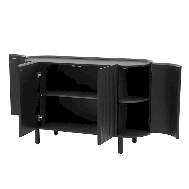 Buffet de luxe léger au design incurvé avec étagères réglables