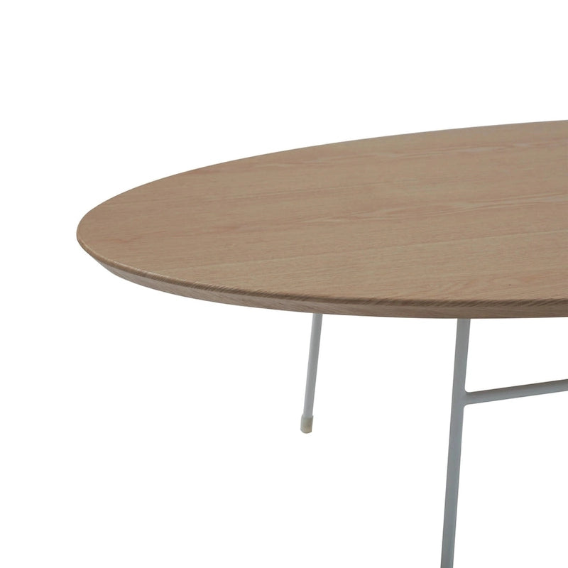 Rossmore Modern Oval Accent Coffee Table with White Powder Coated Steel Frame for Home Office Living Room Bedroom