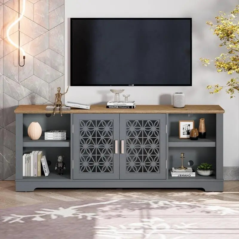 70 in. Decorative Floral Door TV Stand for Tvs up to 82 in.