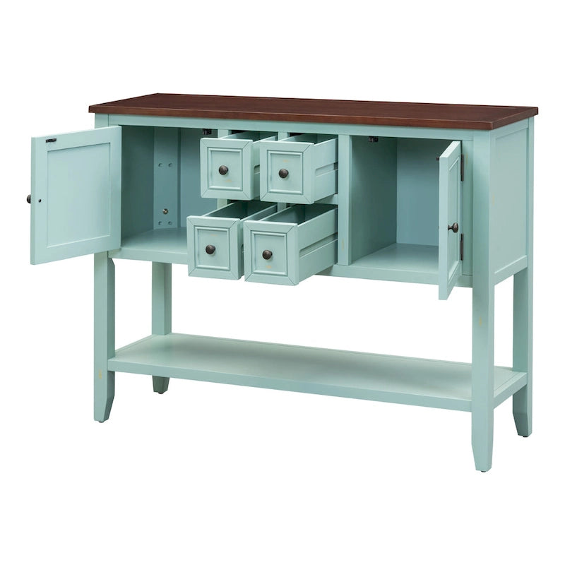 Nestfair Retro Sideboard Console Table with Drawers and Bottom Shelf