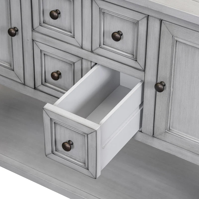 Nestfair Retro Sideboard Console Table with Drawers and Bottom Shelf