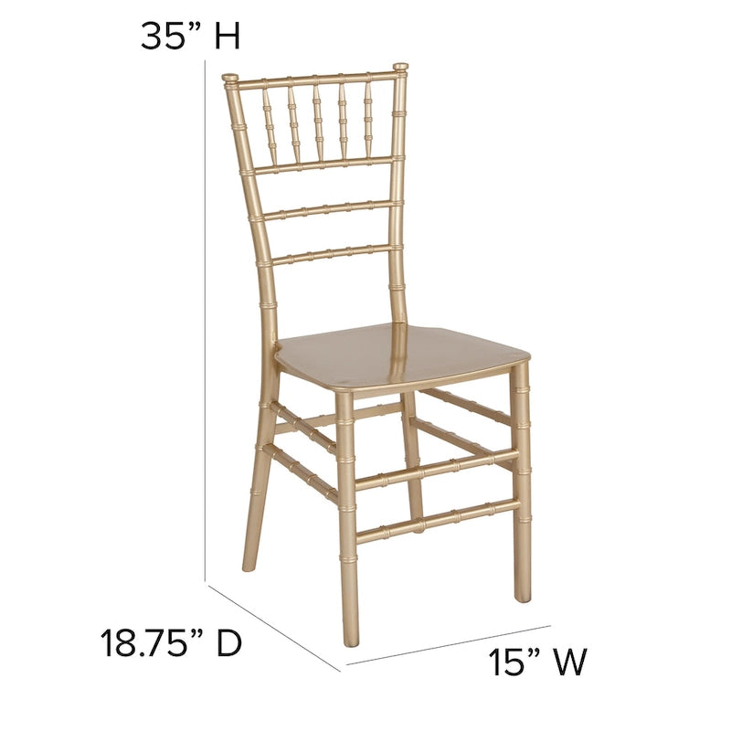 Resin Stackable Chiavari Chair - 15W x 18.75D x 35H - 15W x 18.75D x 35H