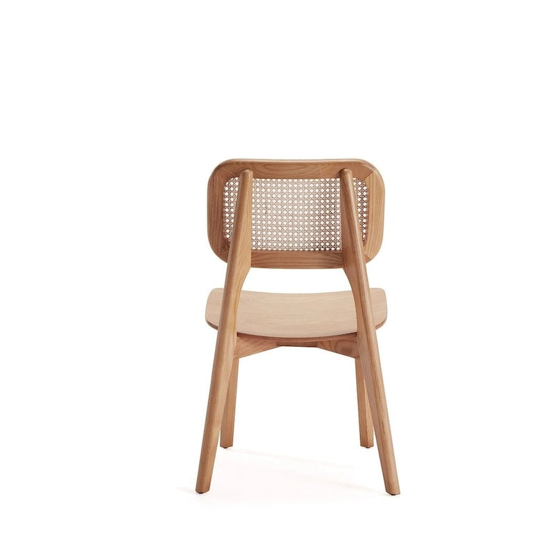Manhattan Comfort Versailles Square Dining Chair in Black and Natural Cane - Set of 2