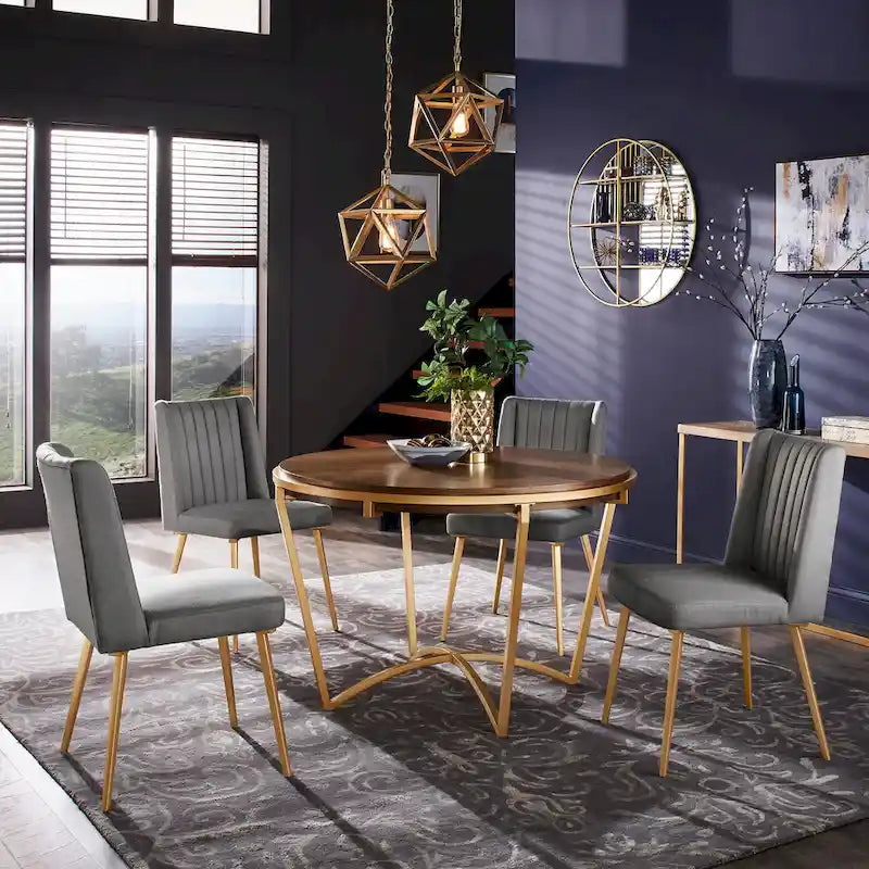 Vanderson Natural Wood and Gold Dining Set by iNSPIRE Q Modern