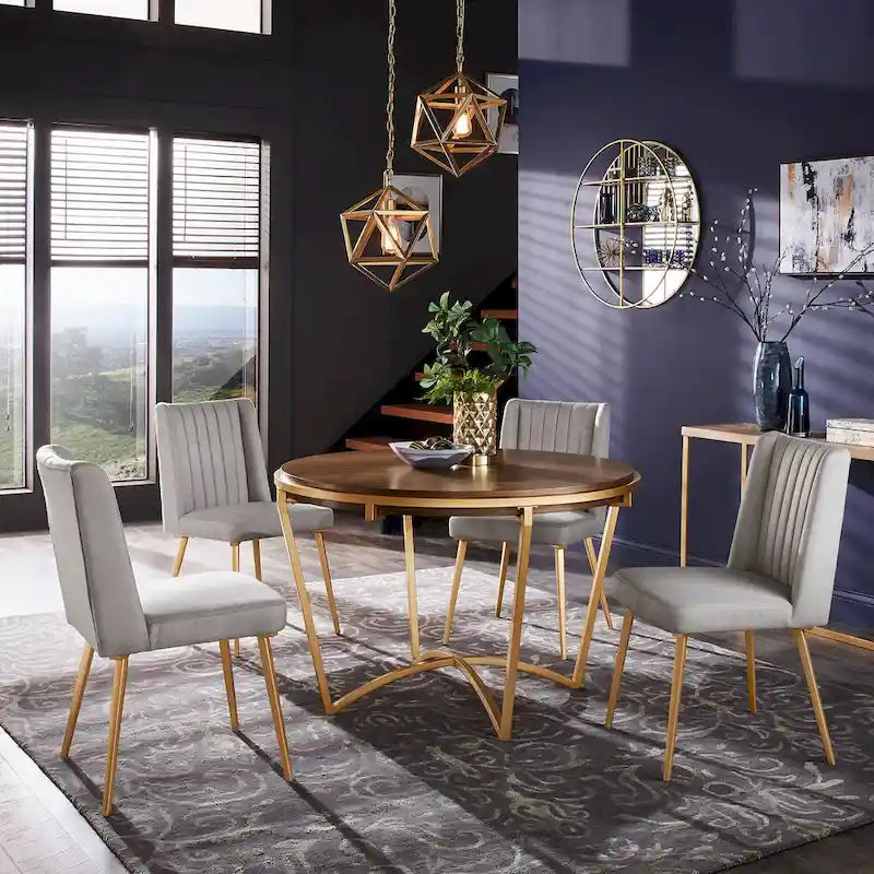 Vanderson Natural Wood and Gold Dining Set by iNSPIRE Q Modern