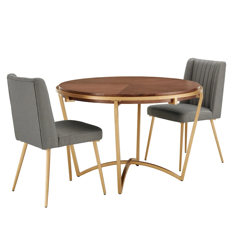 Vanderson Natural Wood and Gold Dining Set by iNSPIRE Q Modern