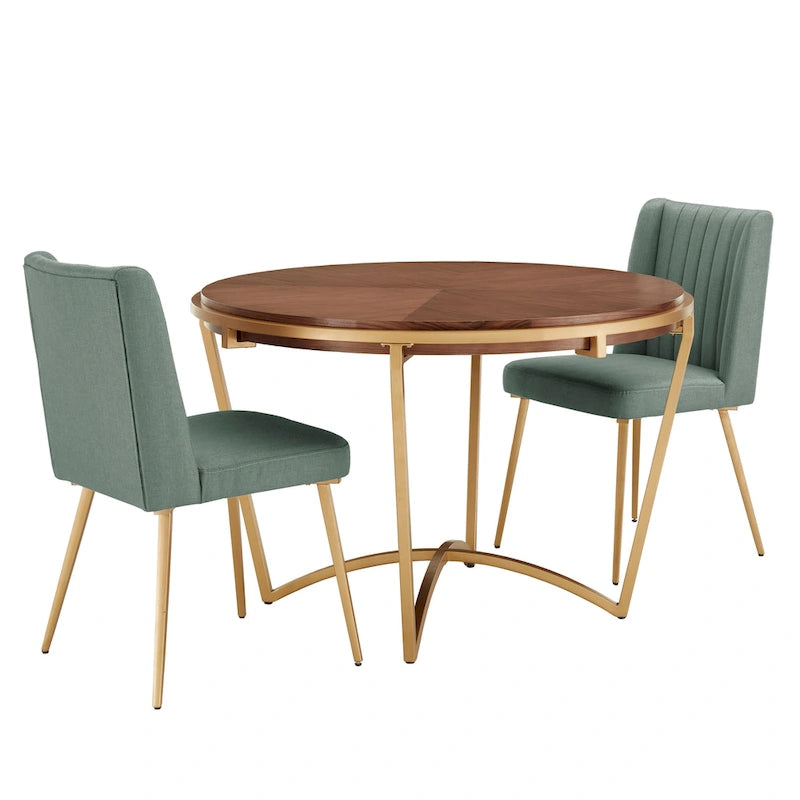 Vanderson Natural Wood and Gold Dining Set by iNSPIRE Q Modern