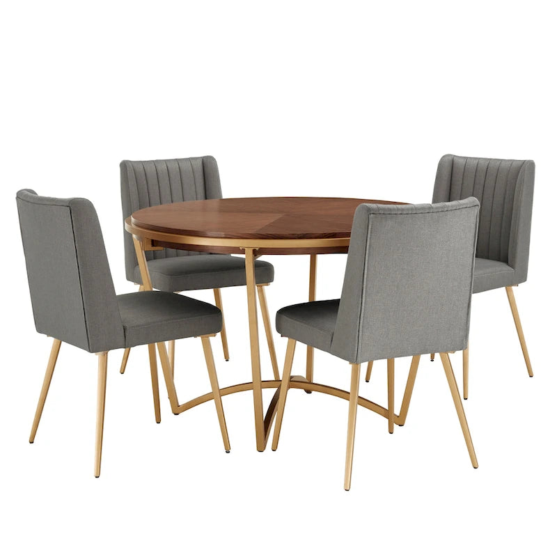 Vanderson Natural Wood and Gold Dining Set by iNSPIRE Q Modern