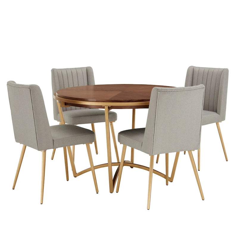 Vanderson Natural Wood and Gold Dining Set by iNSPIRE Q Modern