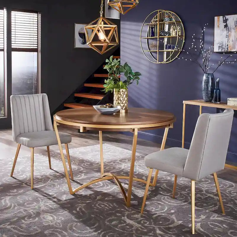 Vanderson Natural Wood and Gold Dining Set by iNSPIRE Q Modern