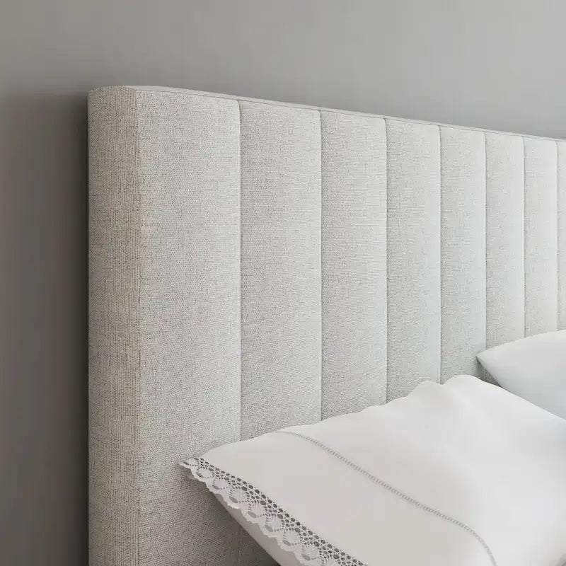 Boyd Sleep Leah Linen Fully Upholstered Platform Bed Frame with Adjustable Headboard