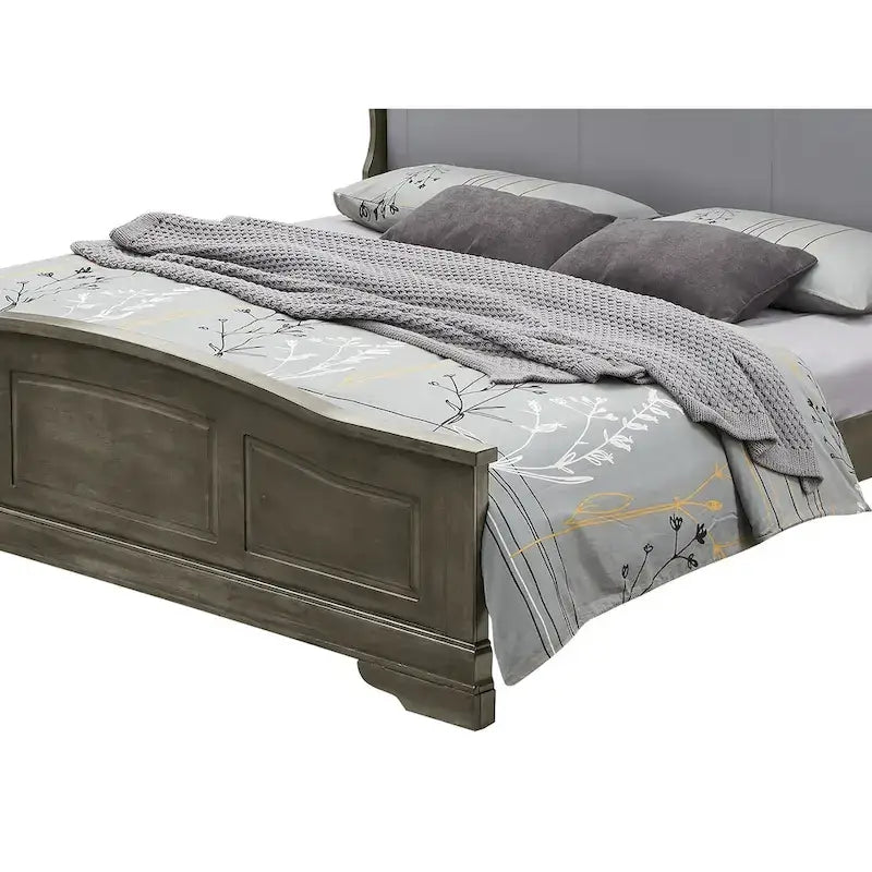 Louis Philippe Upholstered Wood King Panel Bed