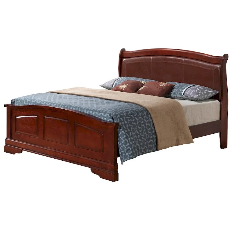 Louis Philippe Upholstered Wood King Panel Bed