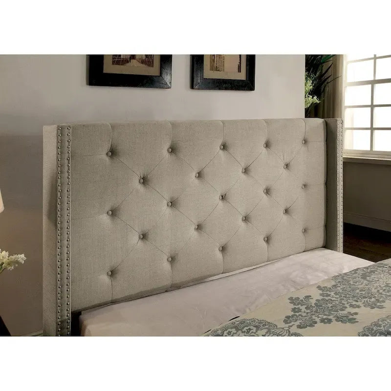 Furniture of America Ralen Modern Tufted Fabric Wingback Platform Bed