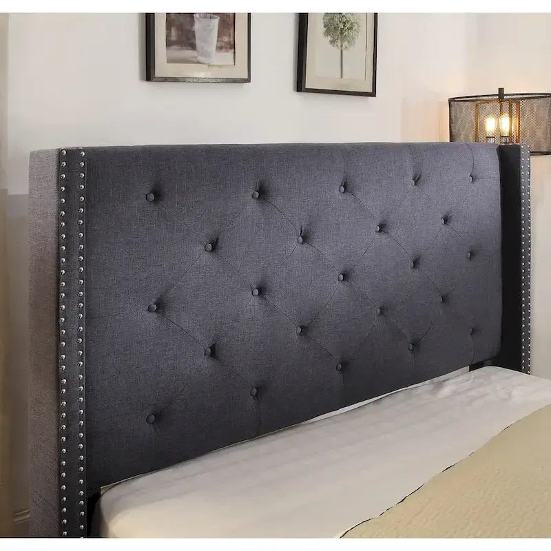 Furniture of America Ralen Modern Tufted Fabric Wingback Platform Bed
