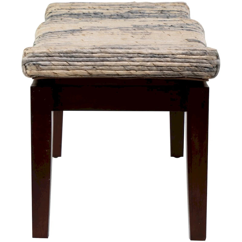 Banc tissé fait main en bois - Marron - 17L x 47P x 18H