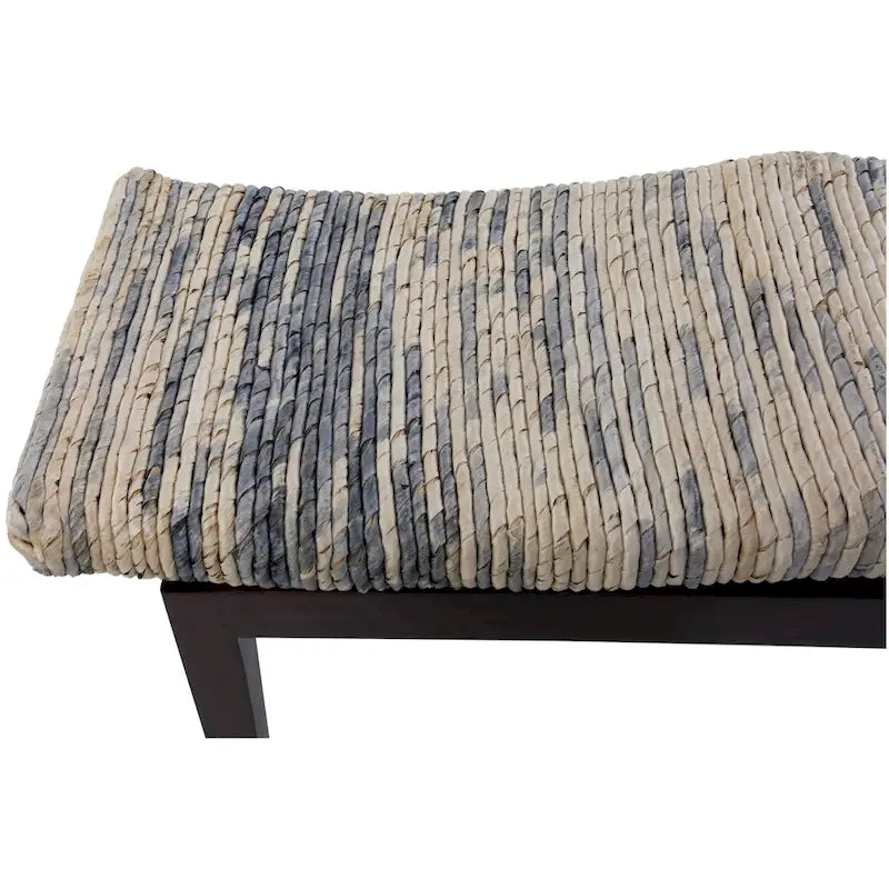 Banc tissé fait main en bois - Marron - 17L x 47P x 18H