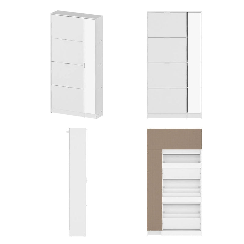 Armoire à chaussures blanche avec miroir pleine longueur – Rangement vertical élégant