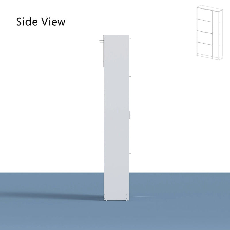 Armoire à chaussures blanche avec miroir pleine longueur – Rangement vertical élégant