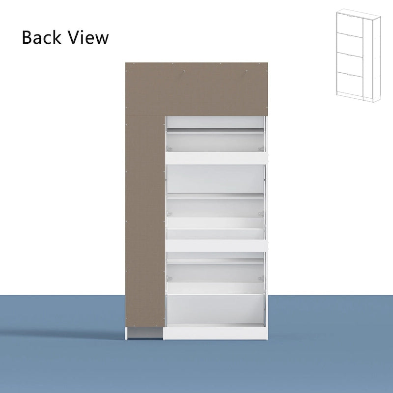 Armoire à chaussures blanche avec miroir pleine longueur – Rangement vertical élégant