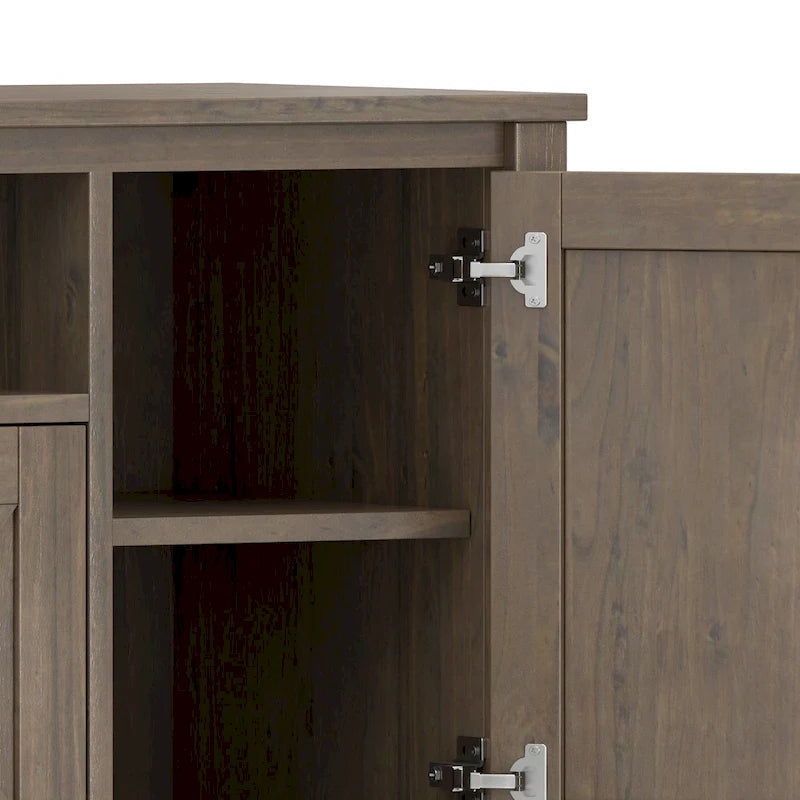 WYNDENHALL Cantina SOLID WOOD 72 inch Wide Transitional TV Media Stand in Smoky Brown For TVs up to 80 inches