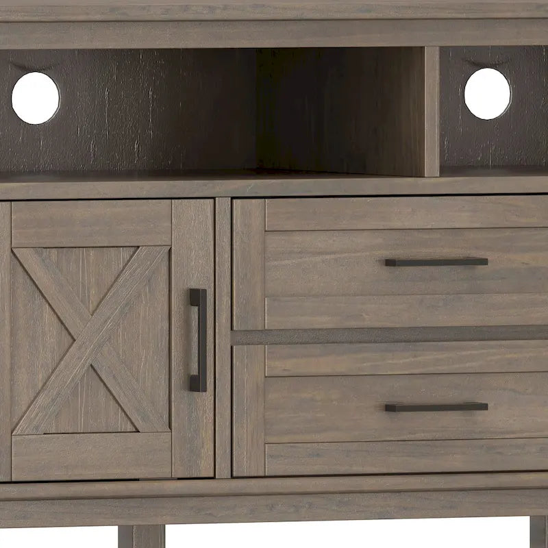 WYNDENHALL Cantina SOLID WOOD 72 inch Wide Transitional TV Media Stand in Smoky Brown For TVs up to 80 inches
