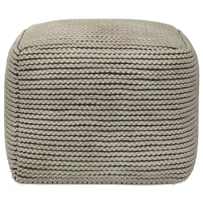 WYNDENHALL Bayhill Boho Square Pouf in Cream Polystyrene Filling