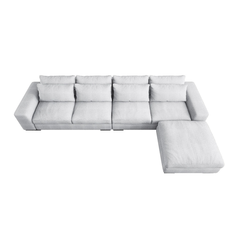 Light Grey Linen Feather Filled L-shaped Reversible Sectional Sofa