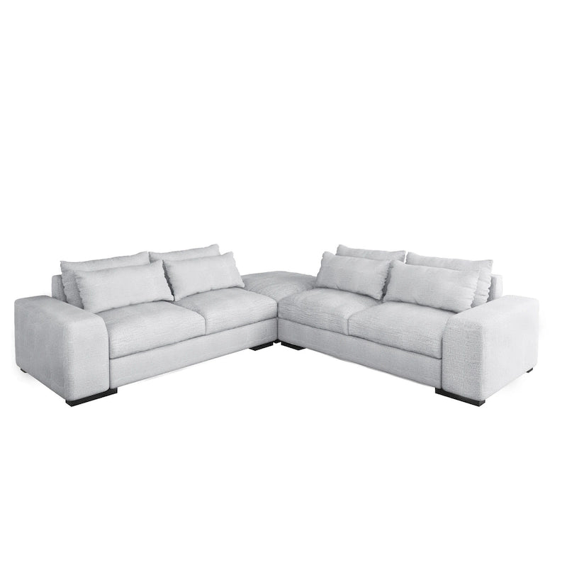 Light Grey Linen Feather Filled L-shaped Reversible Sectional Sofa