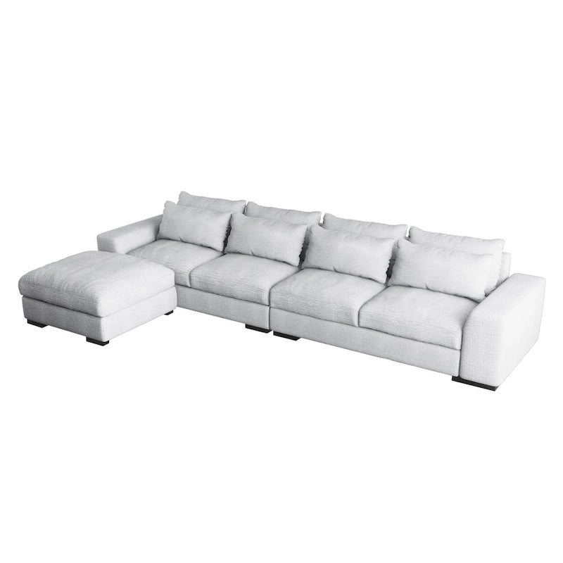 Light Grey Linen Feather Filled L-shaped Reversible Sectional Sofa