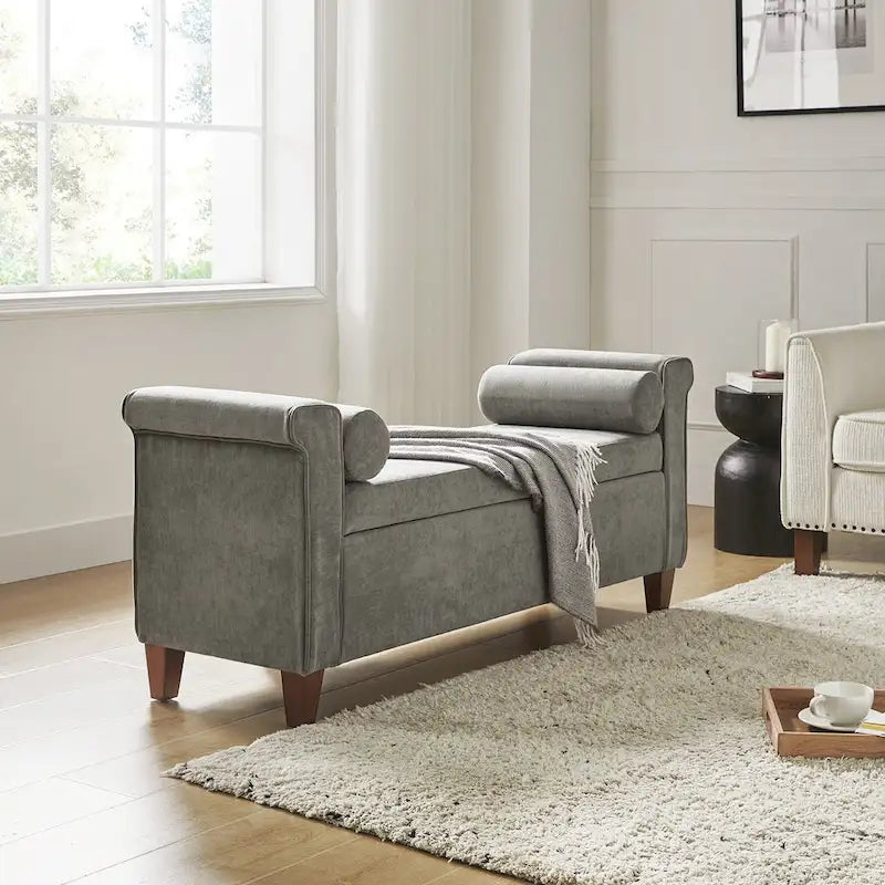 Banc de rangement traditionnel de 138 cm de large avec 2 coussins