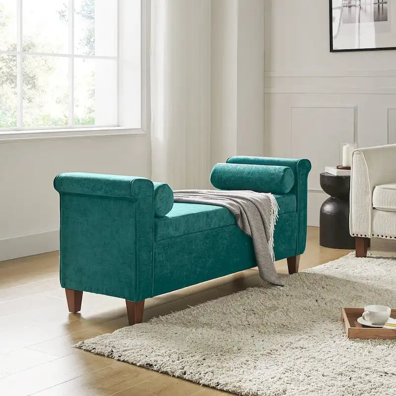 Banc de rangement traditionnel de 138 cm de large avec 2 coussins