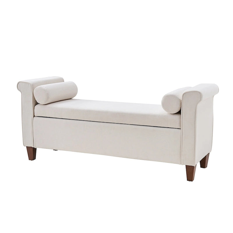 Banc de rangement traditionnel de 138 cm de large avec 2 coussins