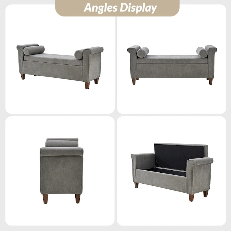 Banc de rangement traditionnel de 138 cm de large avec 2 coussins