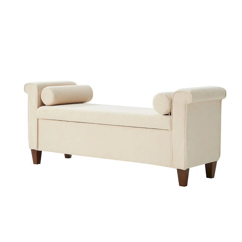 Banc de rangement traditionnel de 138 cm de large avec 2 coussins