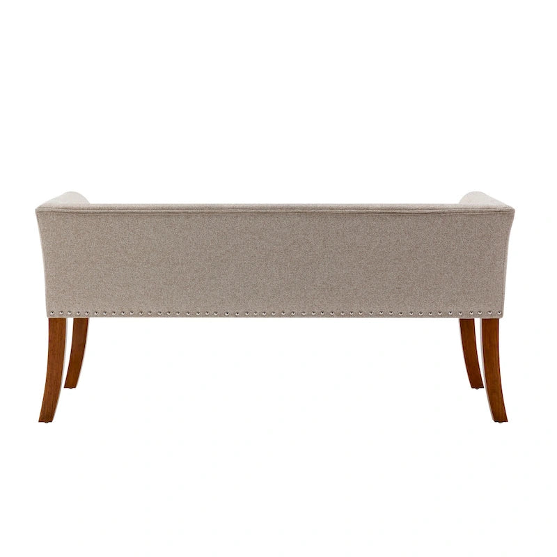 Banc rembourré en tissu avec pieds en hévéa
